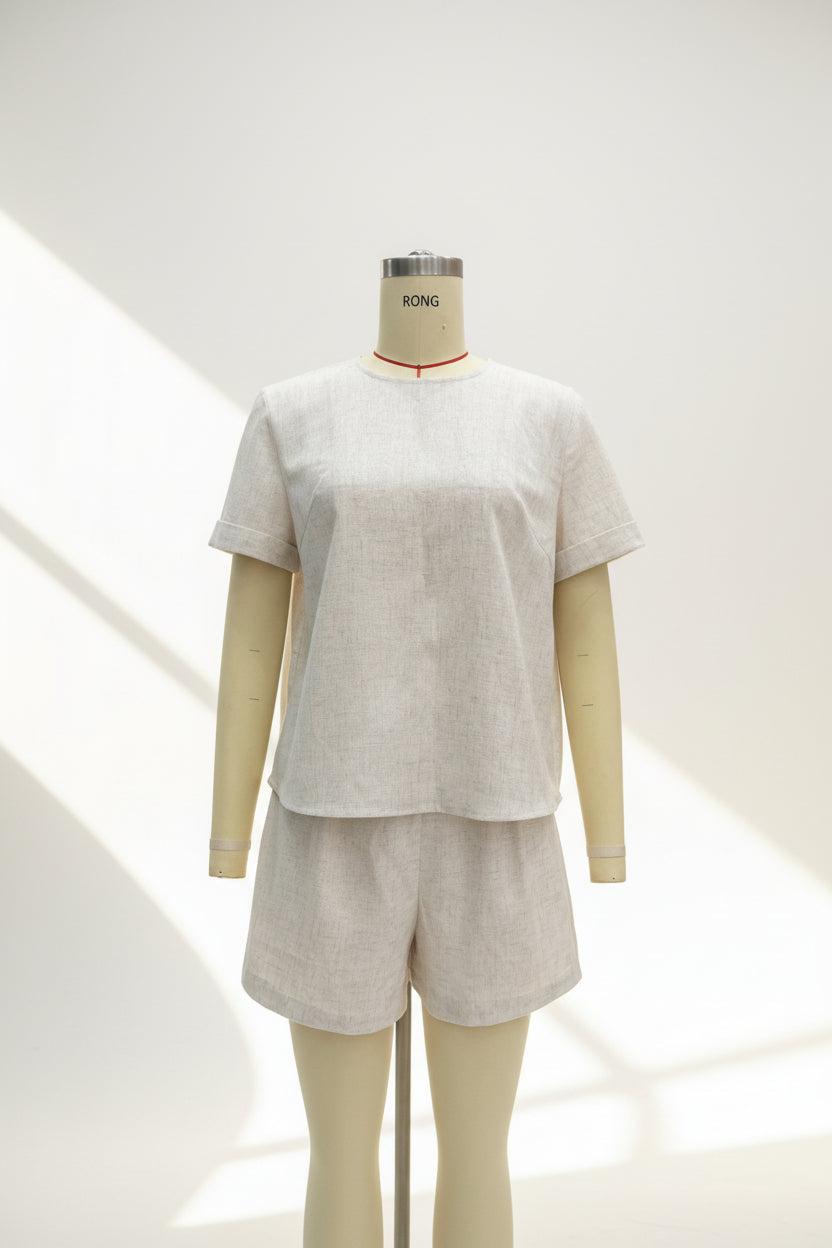 Women's Loose Linen Casual Shorts Set