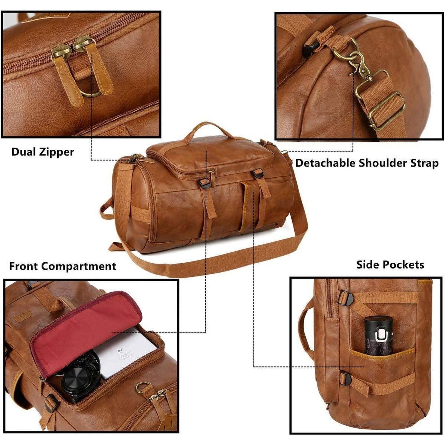 Men's Vegan Leather Backpack – Convertible Work Carry