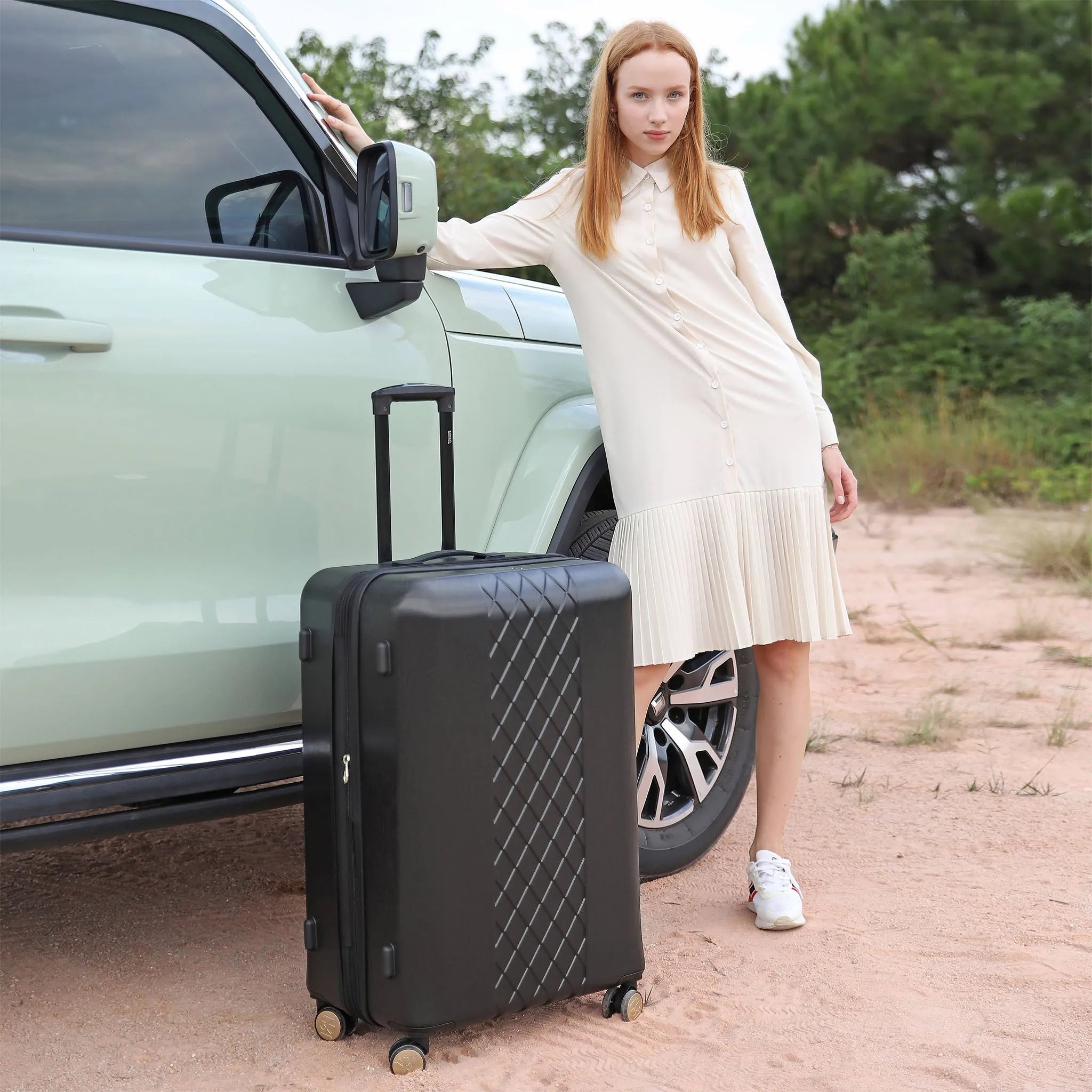 Diamond 3Pcs Expandable Chic Luggage Set