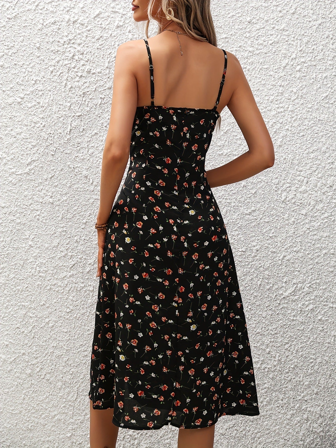 Women's Polka Dot Suspender Maxi Dress
