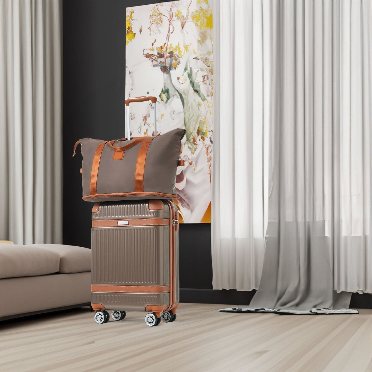 3Pcs Carry-on Coppery Hardshell Luggage Set