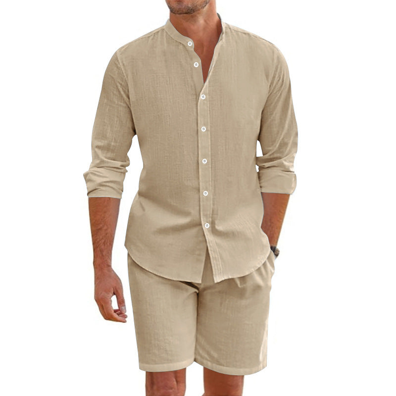 Men's Linen Blend Shirt & Shorts Set