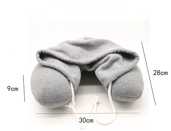 Travel Hooded U-Shaped Pillow