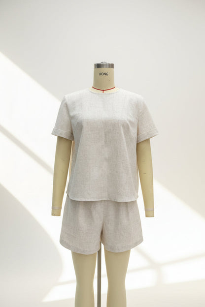 Women's Loose Linen Casual Shorts Set