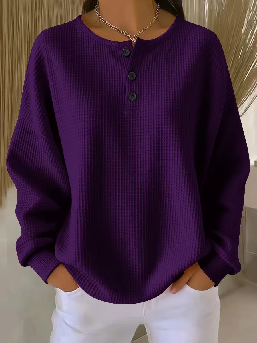 Women's Round Neck Solid Color Pullover