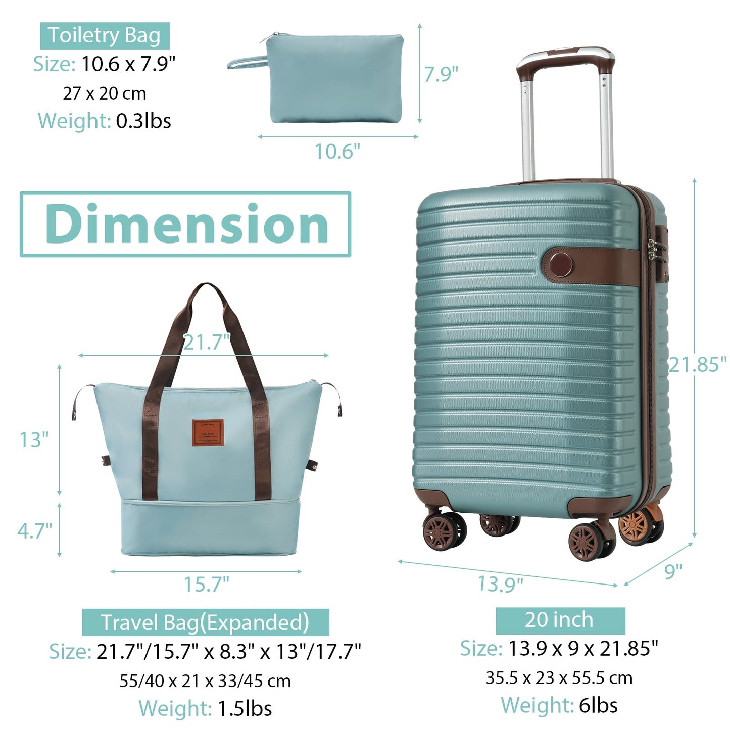 3Pcs Carry-on Luggage Set