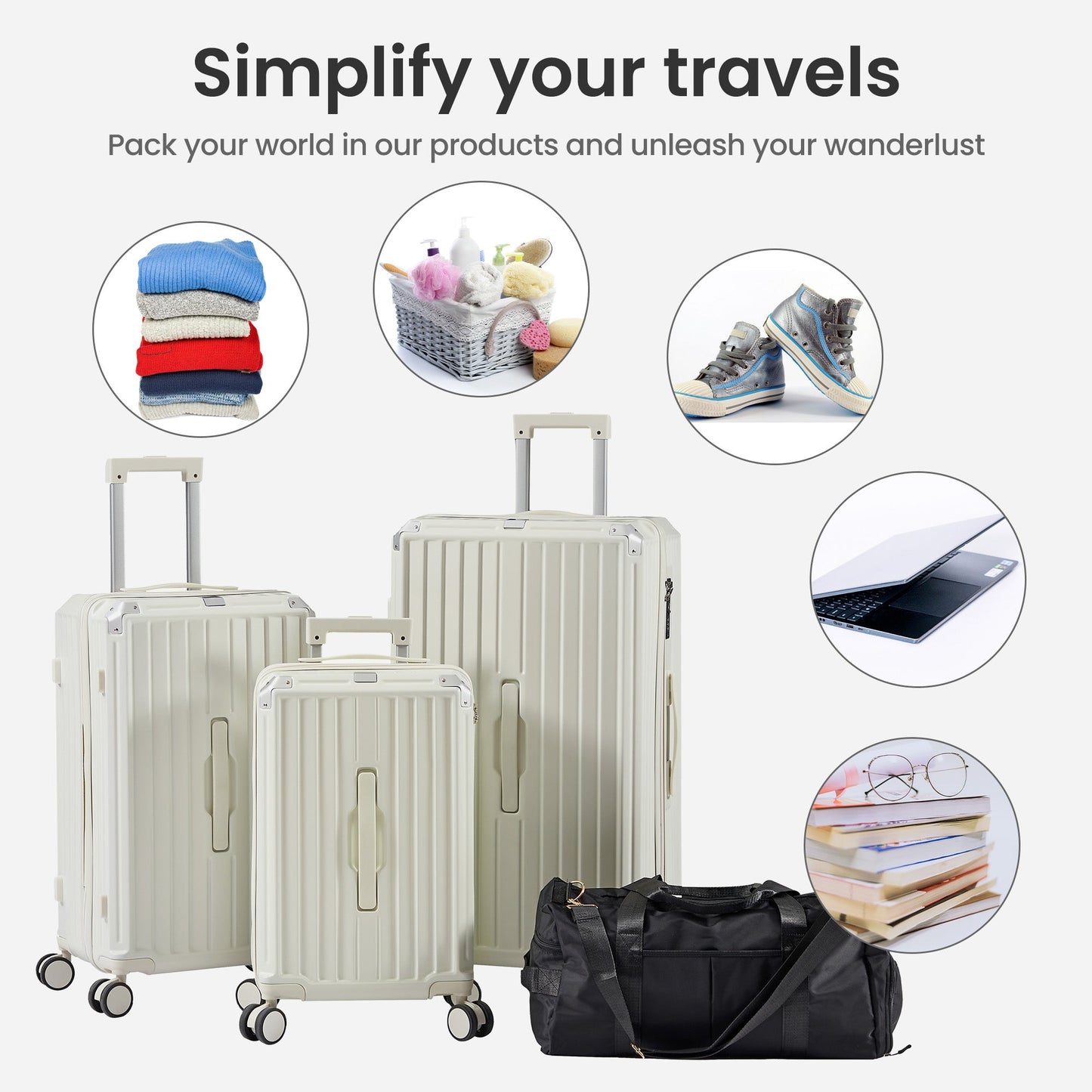 4Pcs 20/24/29"/Travel Bag Durable Lightweight Luggage