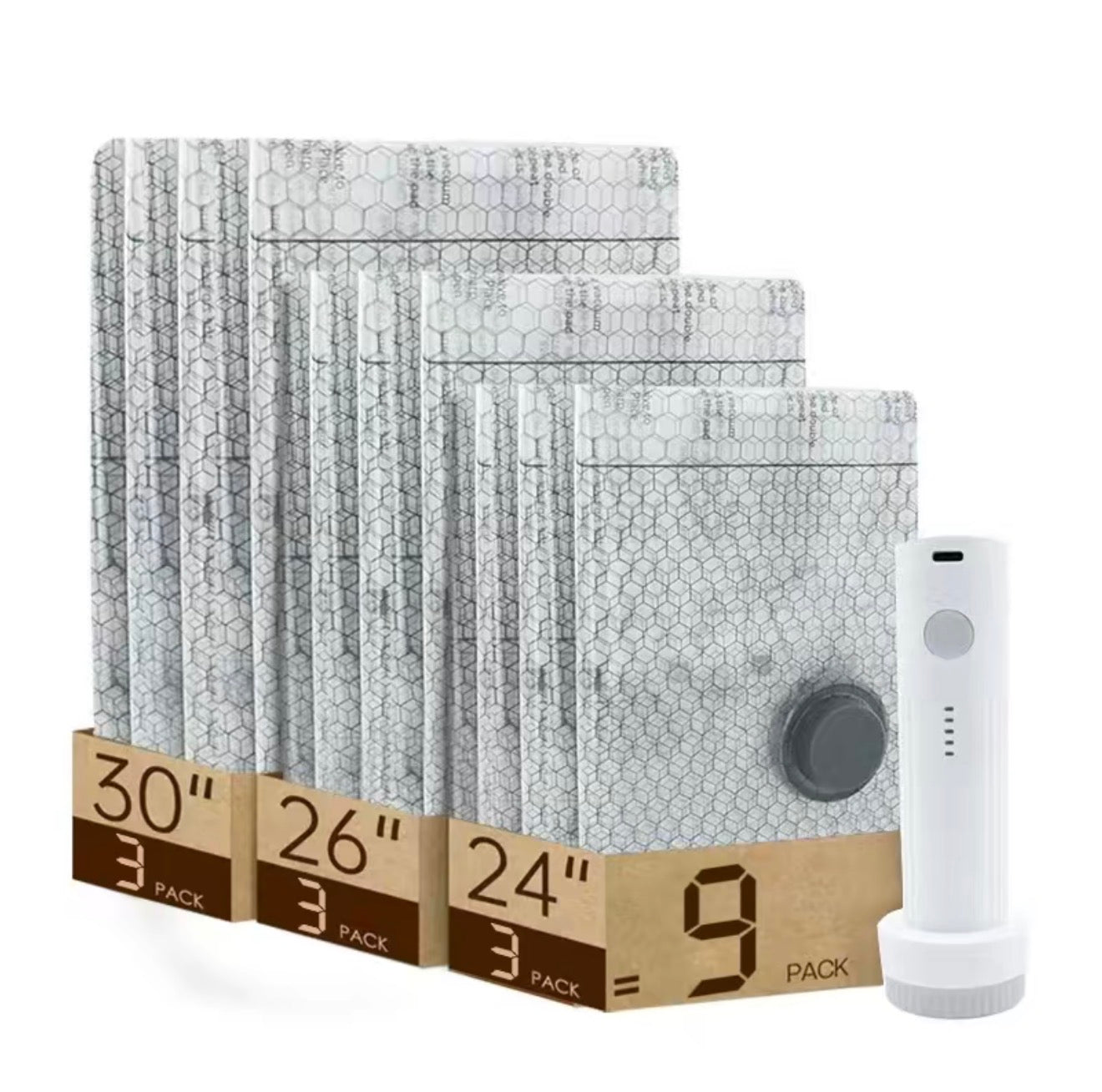 9Pcs Cordless Travel Vacuum Storage Bags