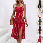 Women's Polka Dot Suspender Maxi Dress