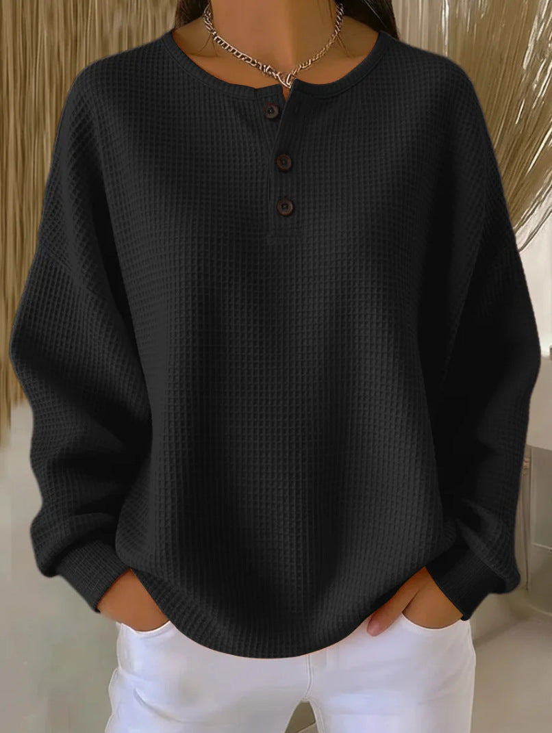 Women's Round Neck Solid Color Pullover