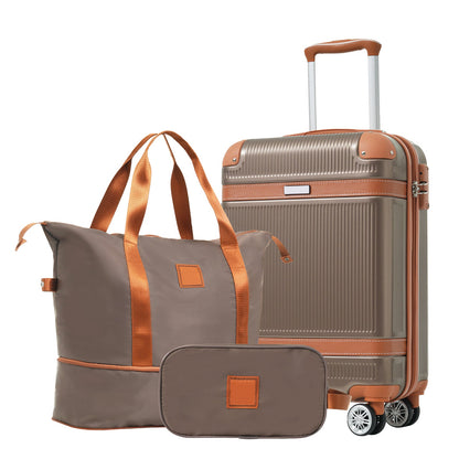 3Pcs Carry-on Coppery Hardshell Luggage Set