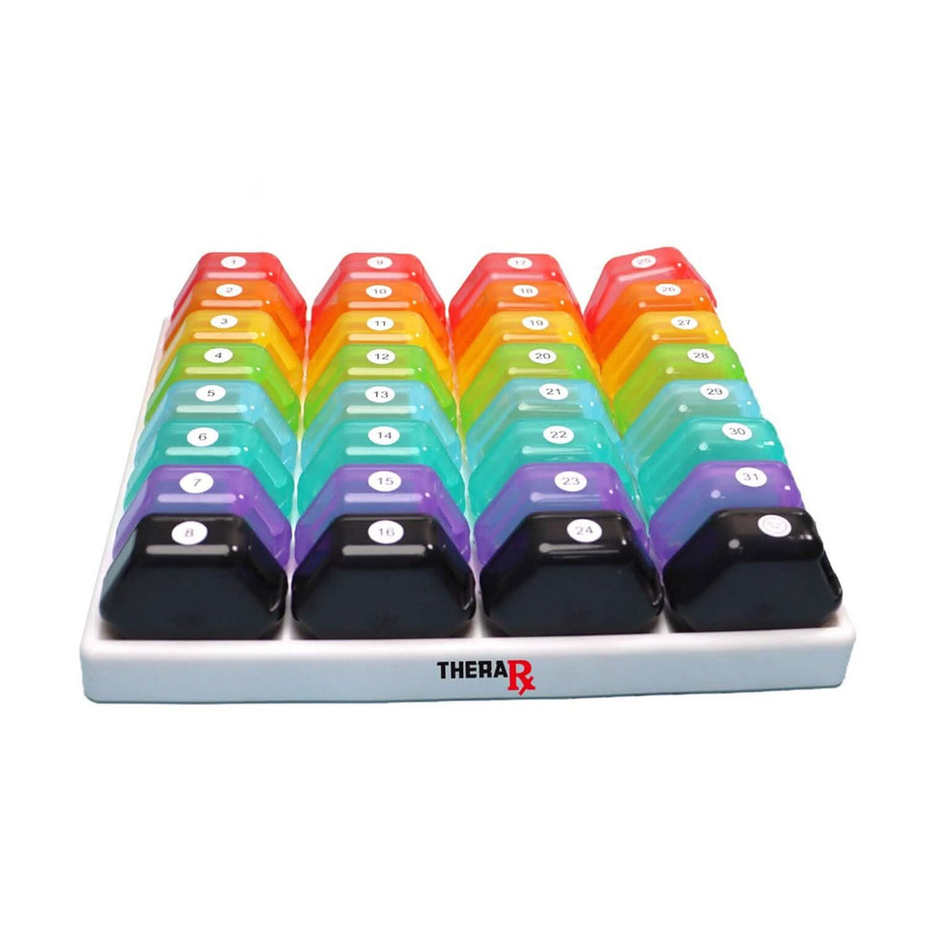 32Pcs Colored Compartments Monthly Pill Organizer w/Tray