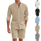 Men's Linen Blend Shirt & Shorts Set