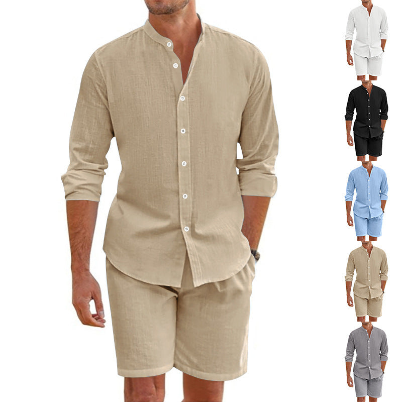 Men's Linen Blend Shirt & Shorts Set