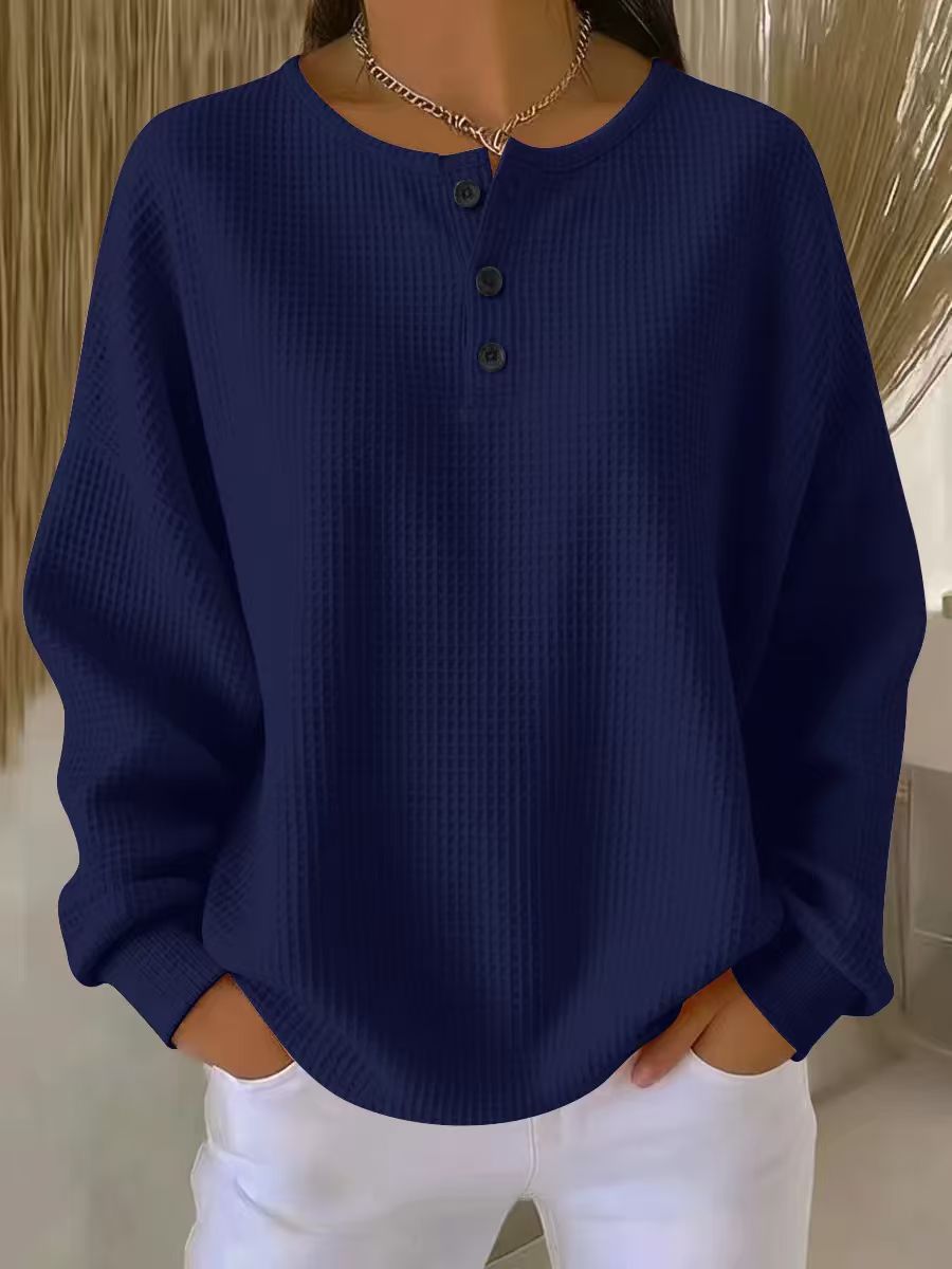 Women's Round Neck Solid Color Pullover