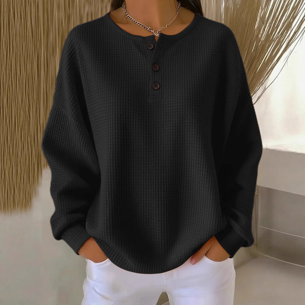 Women's Round Neck Solid Color Pullover
