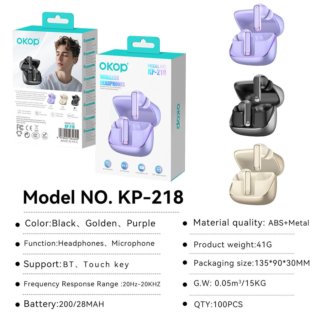 KP-218 Wireless Noise Canceling Bluetooth Earbuds