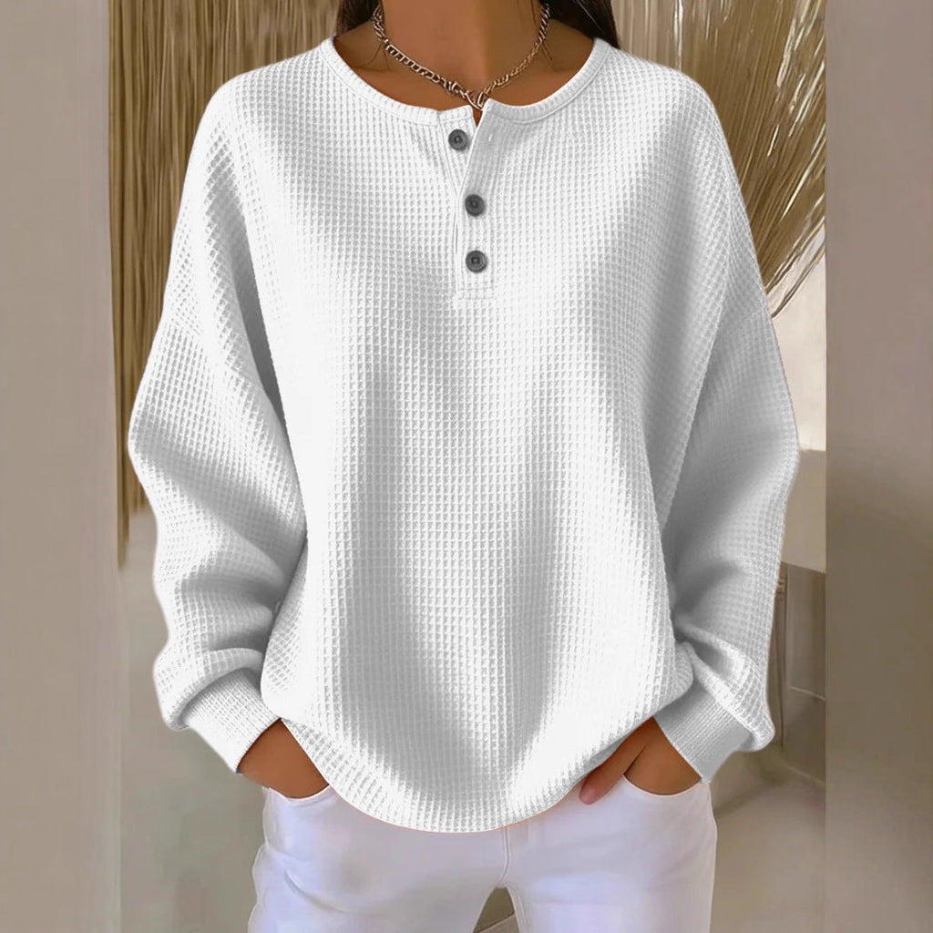 Women's Round Neck Solid Color Pullover