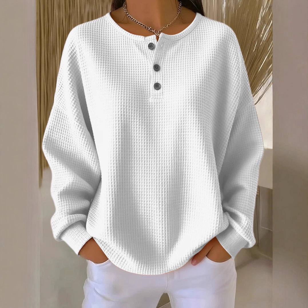 Women's Round Neck Solid Color Pullover