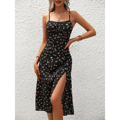 Women's Polka Dot Suspender Maxi Dress