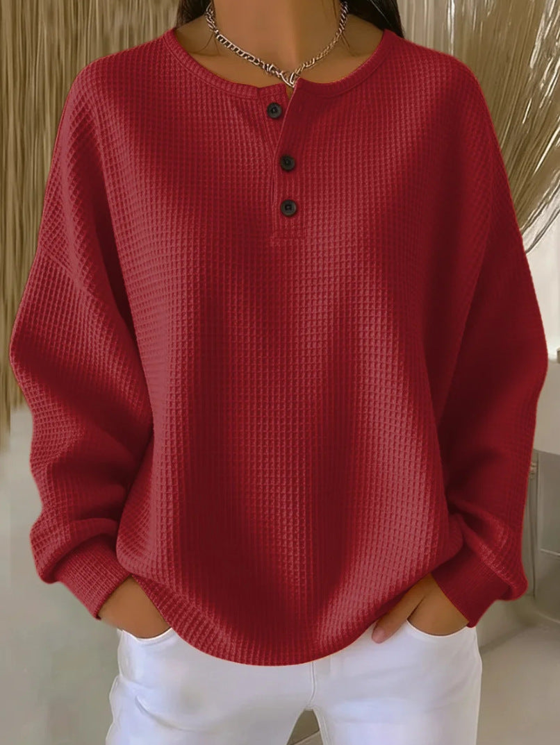 Women's Round Neck Solid Color Pullover