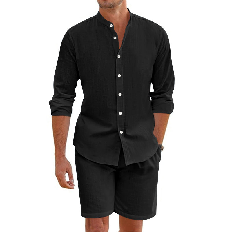 Men's Linen Blend Shirt & Shorts Set