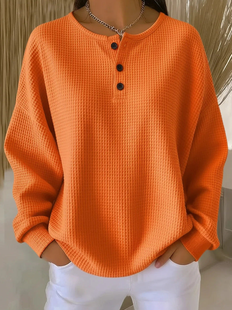 Women's Round Neck Solid Color Pullover