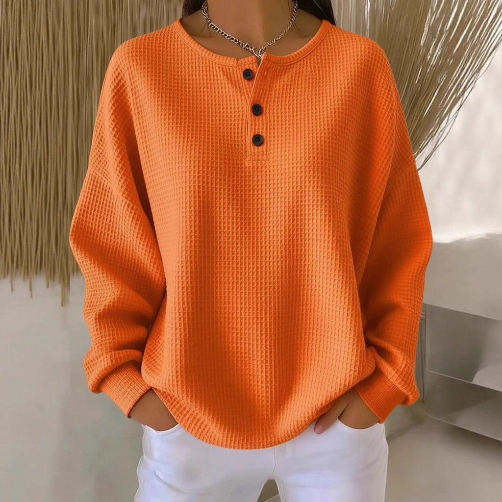 Women's Round Neck Solid Color Pullover