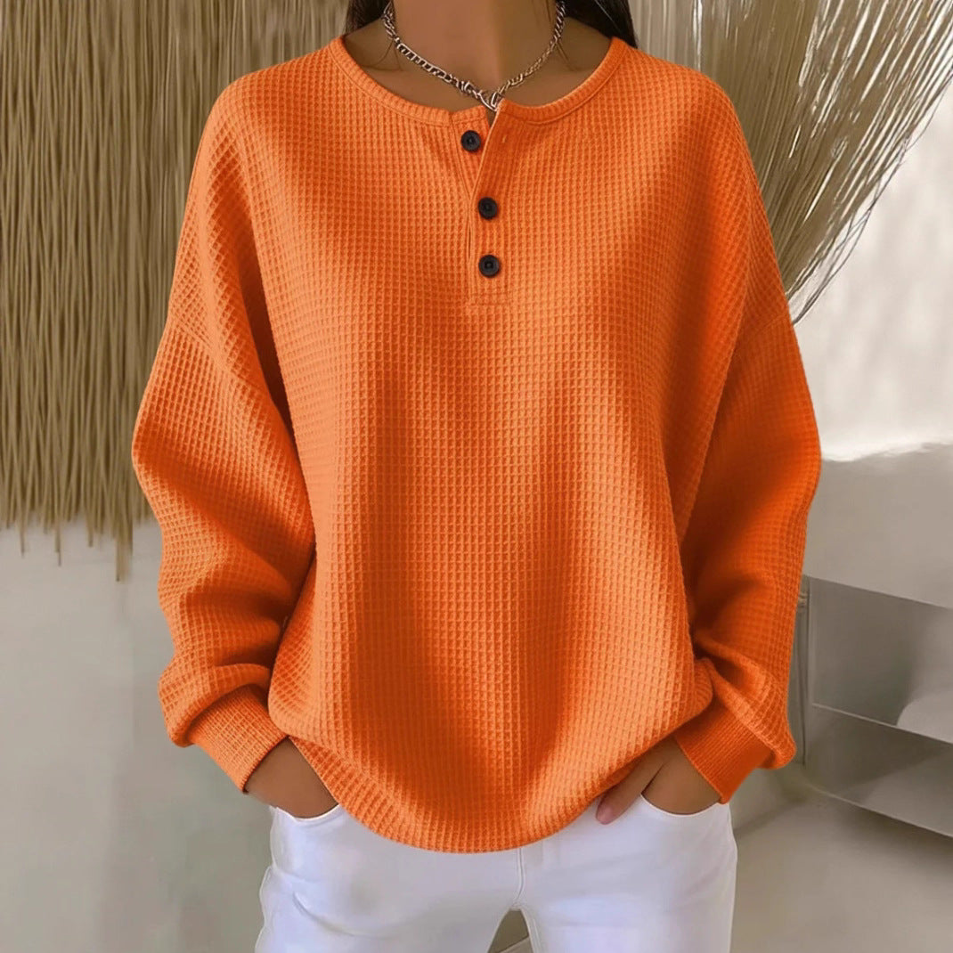 Women's Round Neck Solid Color Pullover