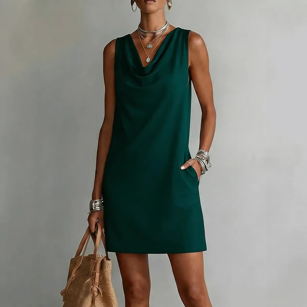 Women's Off-Shoulder Sleeveless Casual Midi Dress