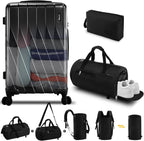 20" Carry on Suitcase w/Fitness Duffel and Toiletry Bag