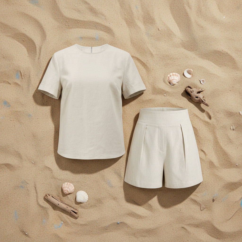 Women's Loose Linen Casual Shorts Set