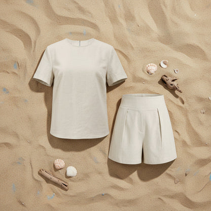 Women's Loose Linen Casual Shorts Set