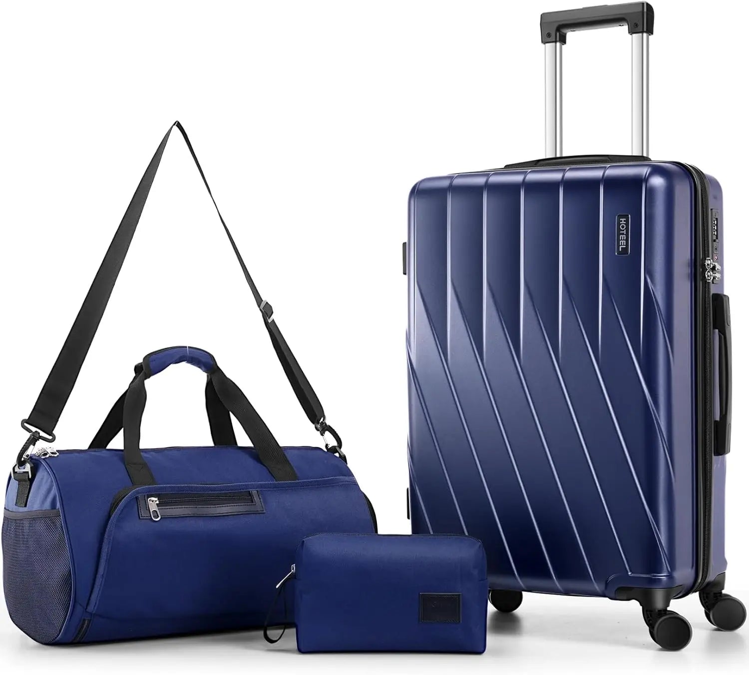 20" Carry on Suitcase w/Fitness Duffel and Toiletry Bag