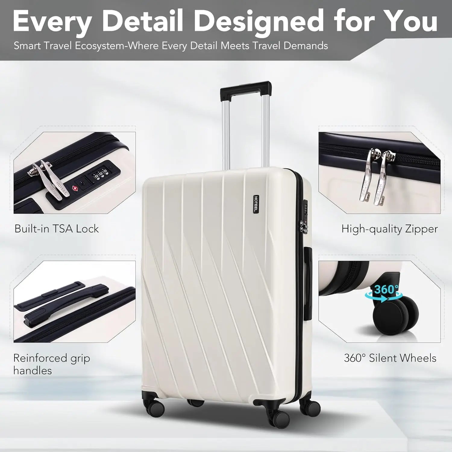 20" Carry on Suitcase w/Fitness Duffel and Toiletry Bag