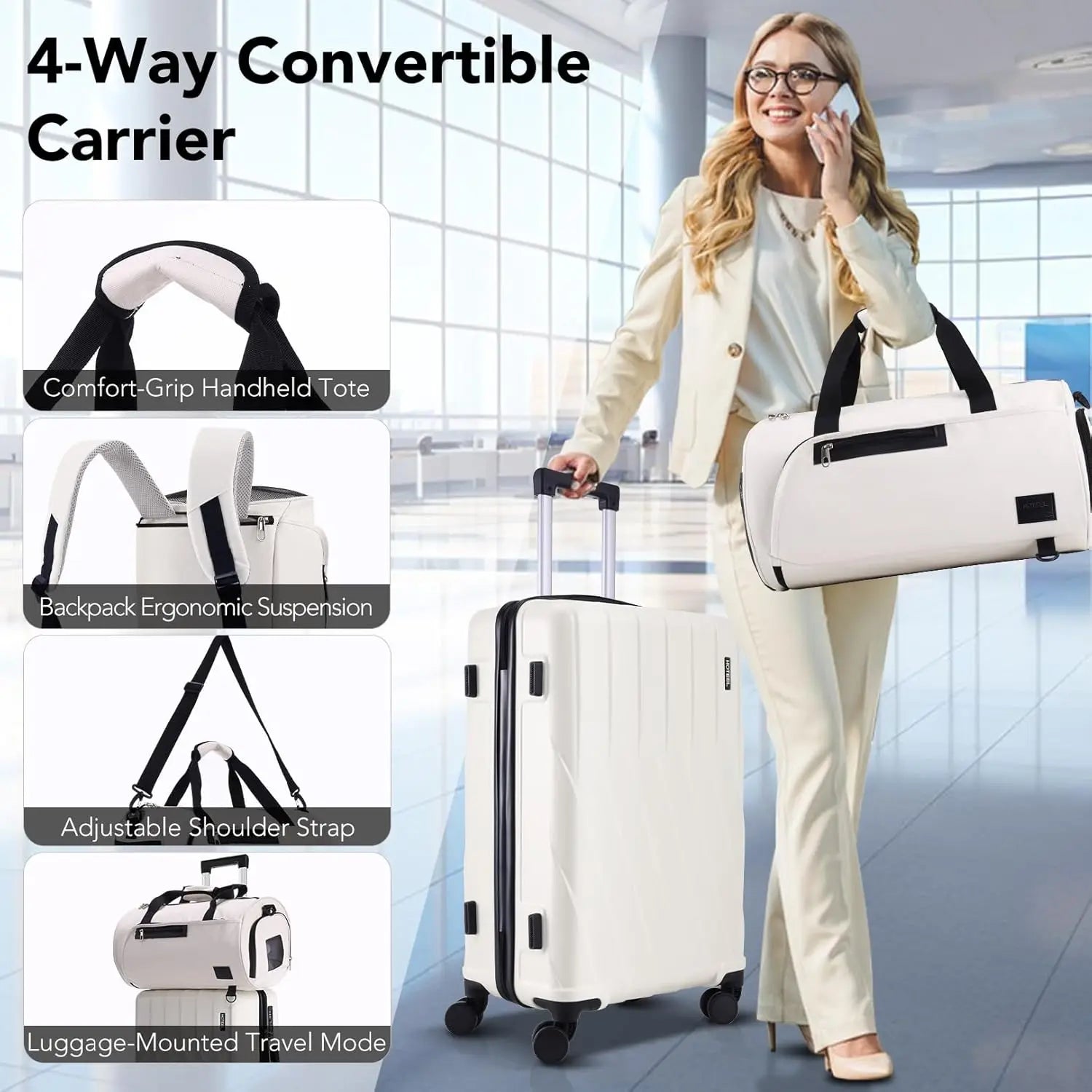 20" Carry on Suitcase w/Fitness Duffel and Toiletry Bag