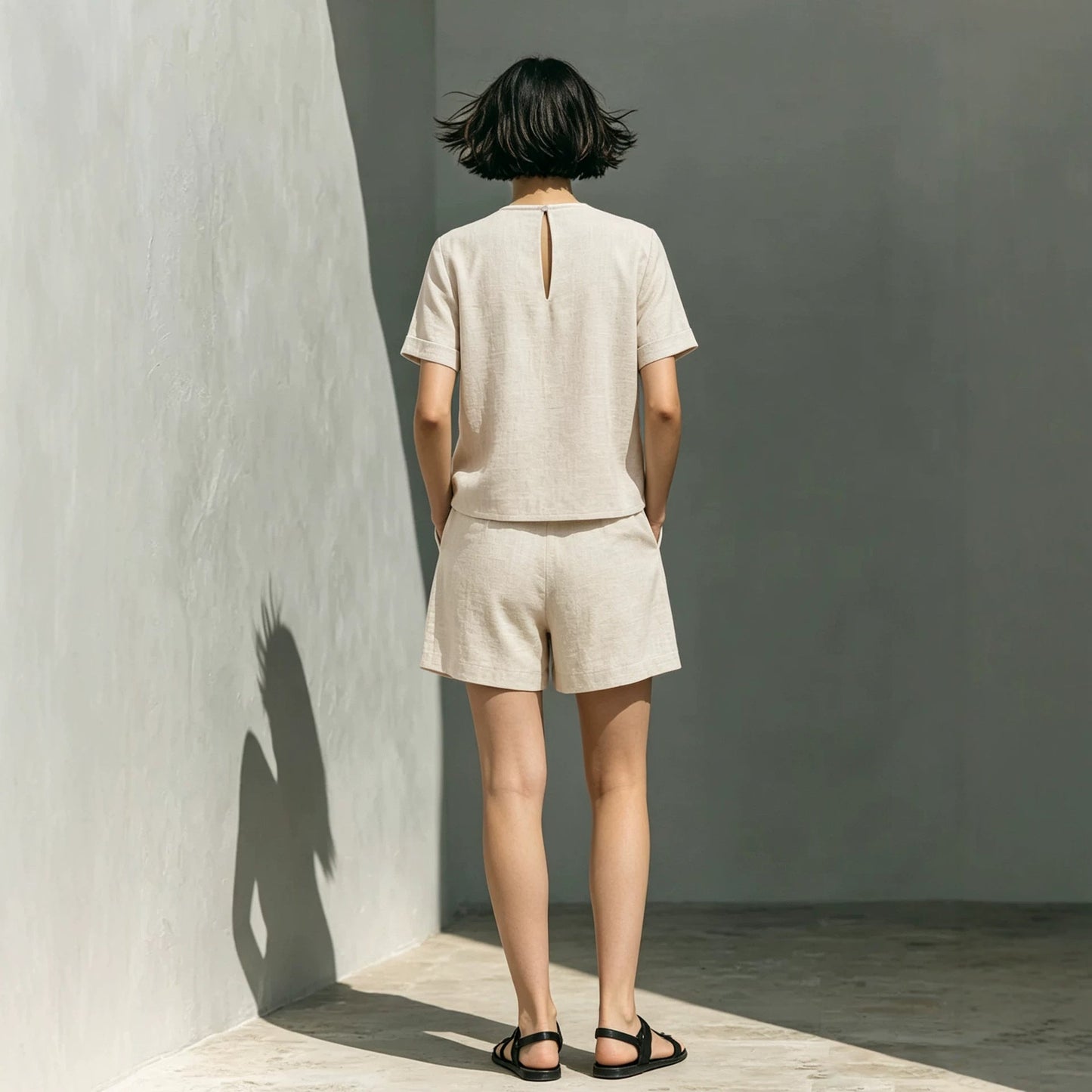 Women's Loose Linen Casual Shorts Set