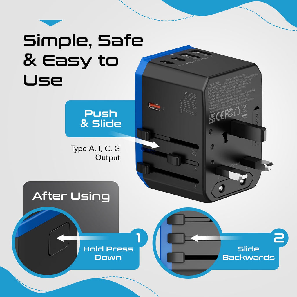 70W International Travel Plug Adapter
