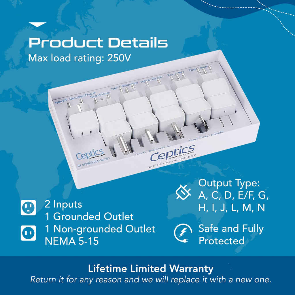 International Travel Adapter Plug Set