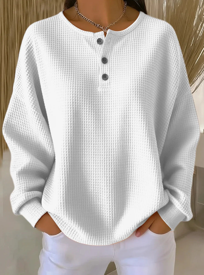 Women's Round Neck Solid Color Pullover