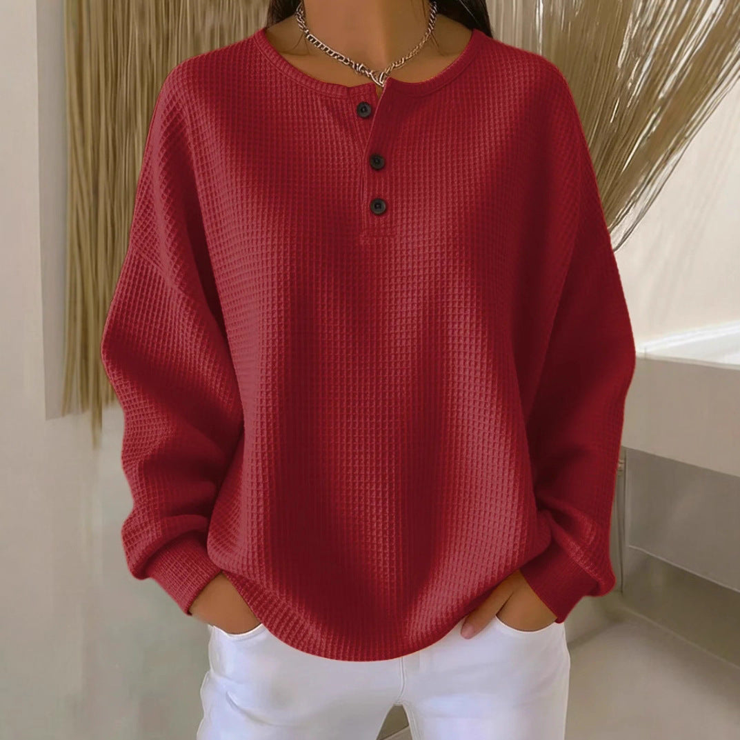 Women's Round Neck Solid Color Pullover
