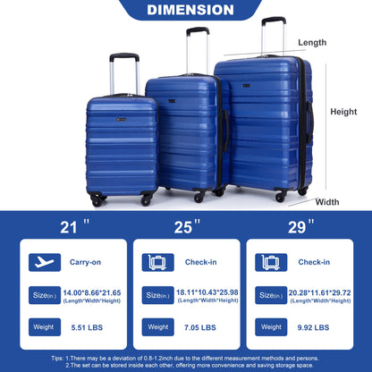 3Pcs 21/25/29" Lightweight Luggage Set