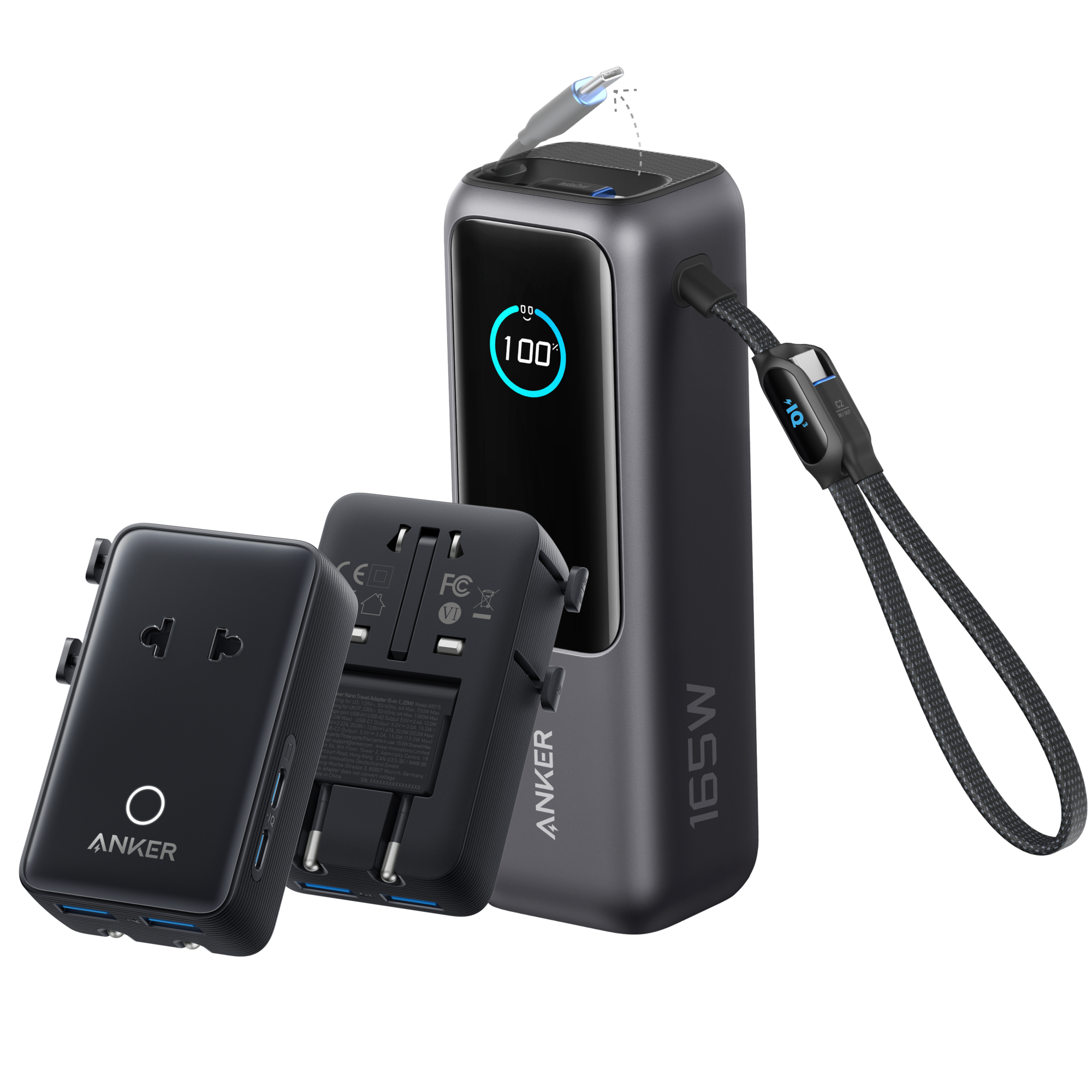 Anker Laptop Power Bank (25K, 165W, Built-In and Retractable Cables)