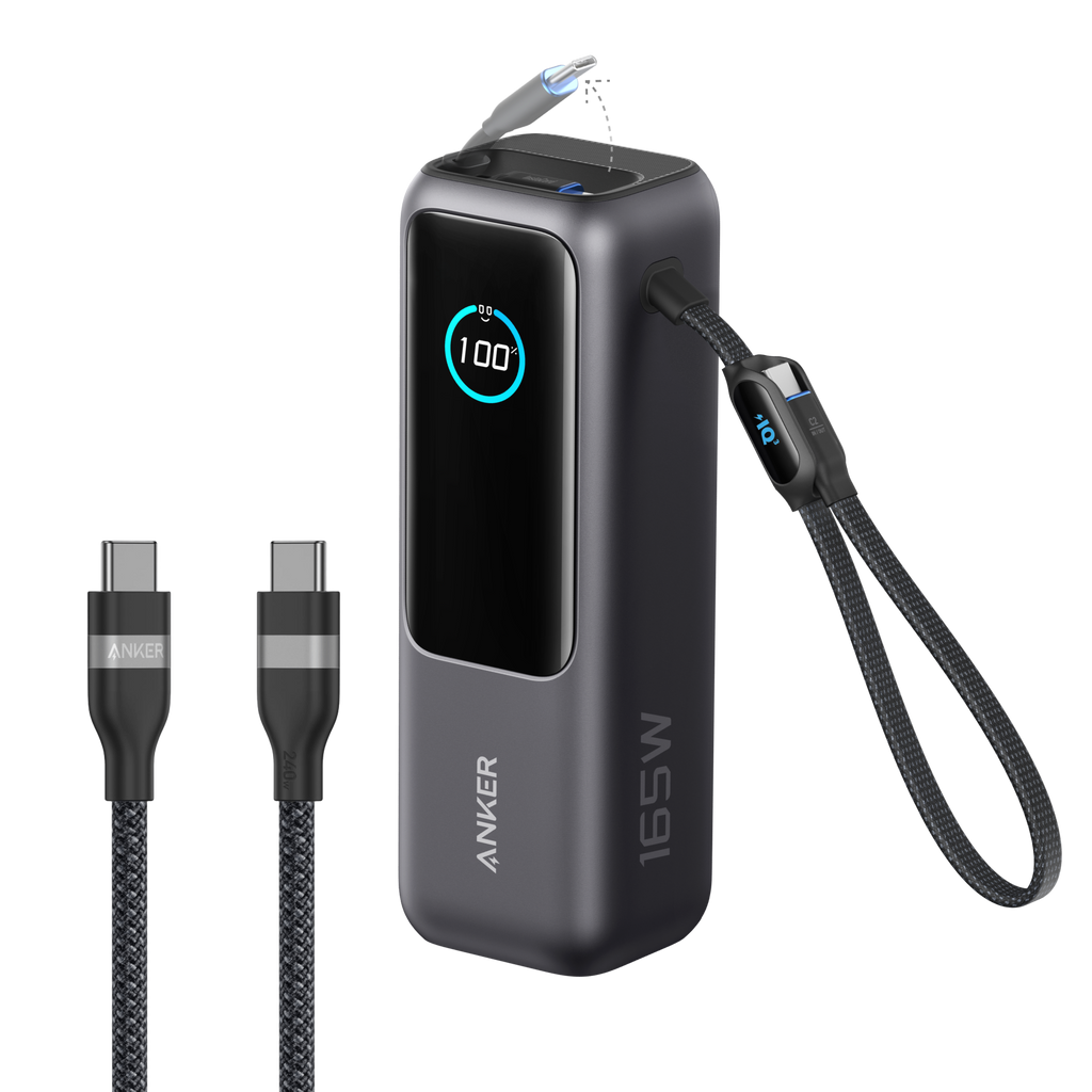 Anker Laptop Power Bank (25K, 165W, Built-In and Retractable Cables)