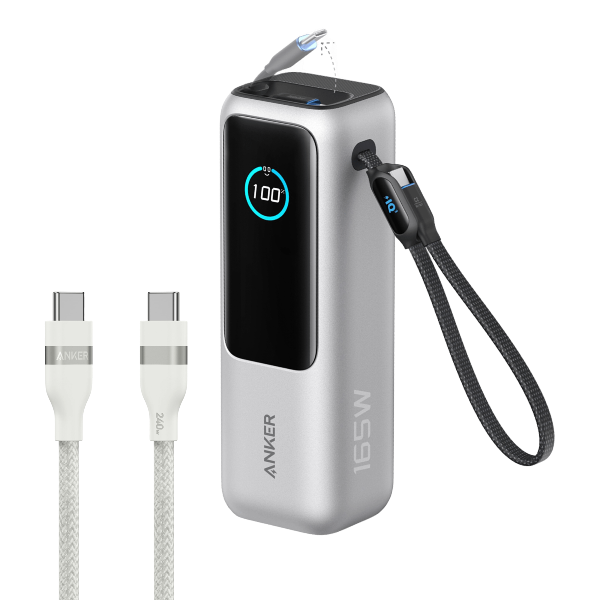 Anker Laptop Power Bank (25K, 165W, Built-In and Retractable Cables)