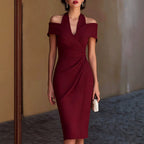 Women's Off-the-Shoulder Halter Midi Dress