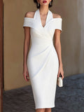 Women's Off-the-Shoulder Halter Midi Dress