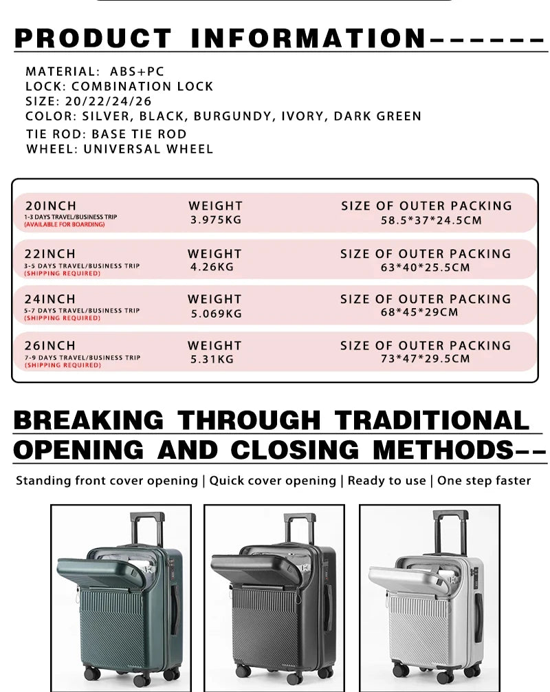 Stylish 20" Lightweight Carry-on w/Cup Holder
