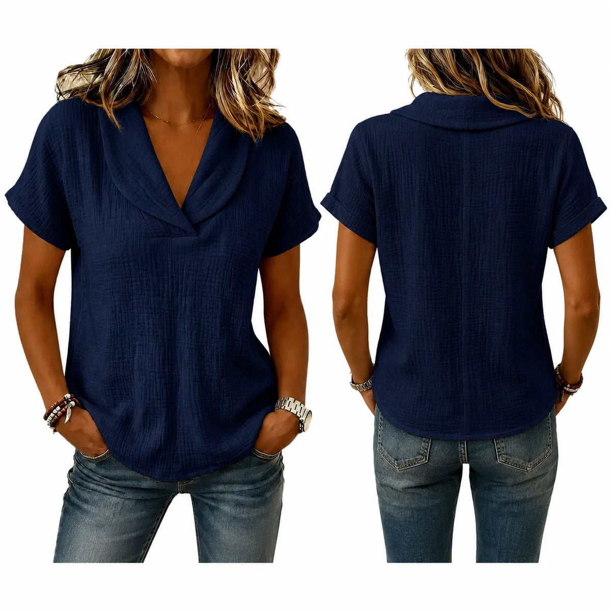 Women's Breathable Crinkle Cotton Linen Blouse