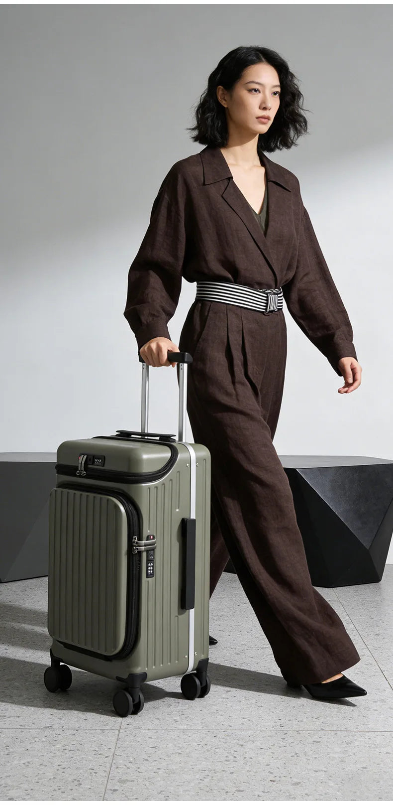 20" Multifunctional Front Opening Carry-on Luggage